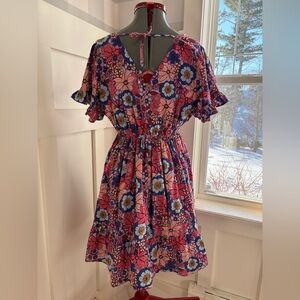 Terra & Sky Pink and Blue Floral Dress Size XL